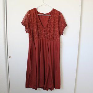 TORRID TERRACOTTA LACE BUTTON UP DRESS